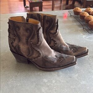 Corral Grey Stud & Overlay Ankle Boot